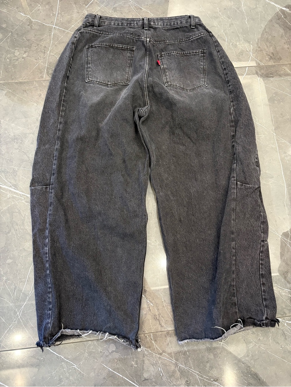 Women's The Frankie Shop Baggy Wide Leg Black Denim Jeans Small